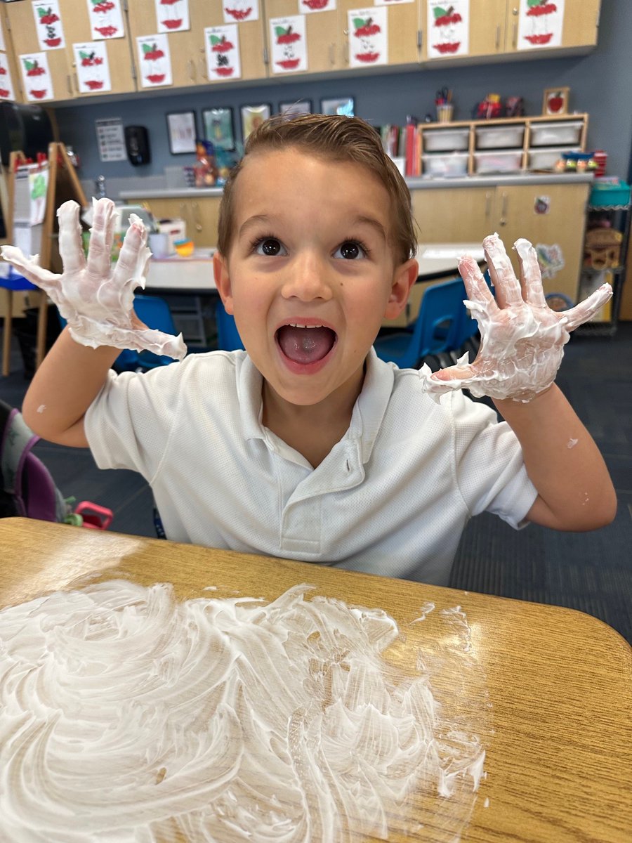 How fun!😁 Higley Traditional Academy Kindergarten students celebrated completing their first quarter of Kindergarten a few weeks ago! They practiced writing phonograms, names, and sight words in shaving cream!