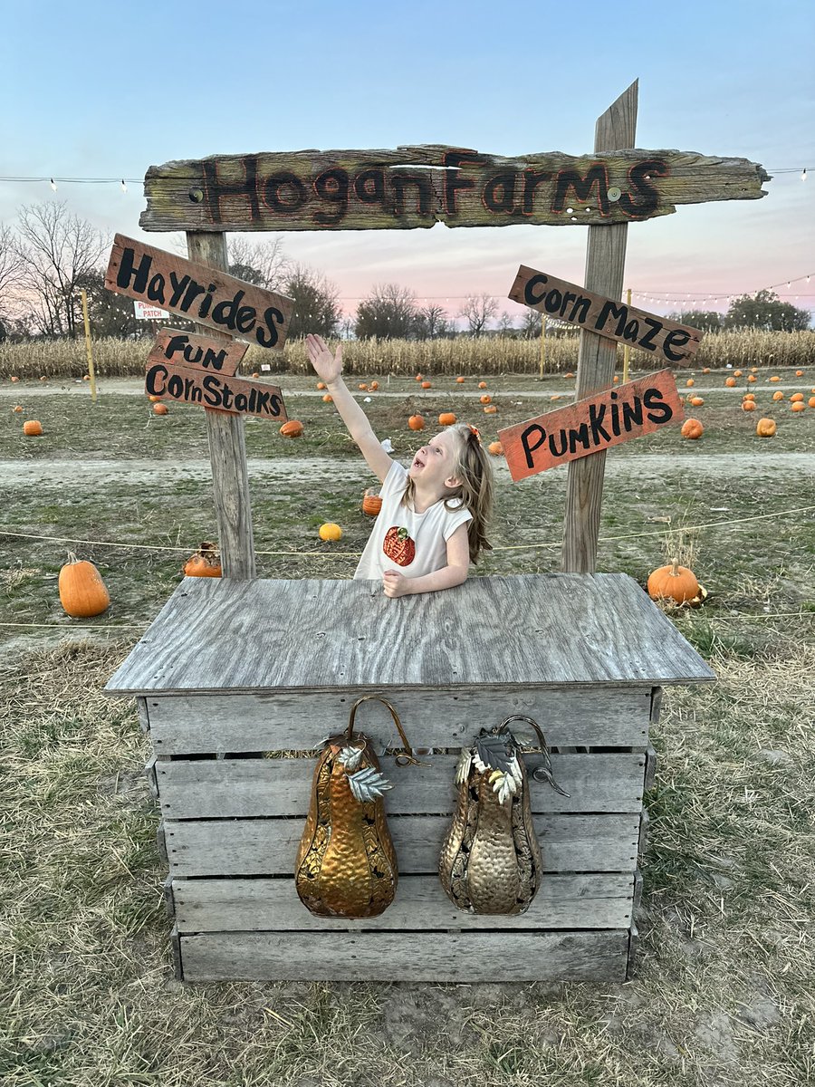 KristaMcEnany's tweet image. Squeezed in one last trip to the pumpkin patch 🎃 🌽 Thank you, #HoganFarms for a great time on this beautiful evening. And we just LOVED the addition of the lights this year 😍 #pumpkinpatch #cornmaze