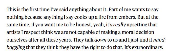 DuckHonkin's tweet photo. Rereading the Rolling Stone Thom Yorke interview where he talks about Israel and it is very funny how dumb he is. 
"We should bring people together, not divide". 
"We should be able to do what we want". 
"Jonny’s crying, are you happy now?" 
"We're not retarded you know" https://t.co/cQ1oZPaGin