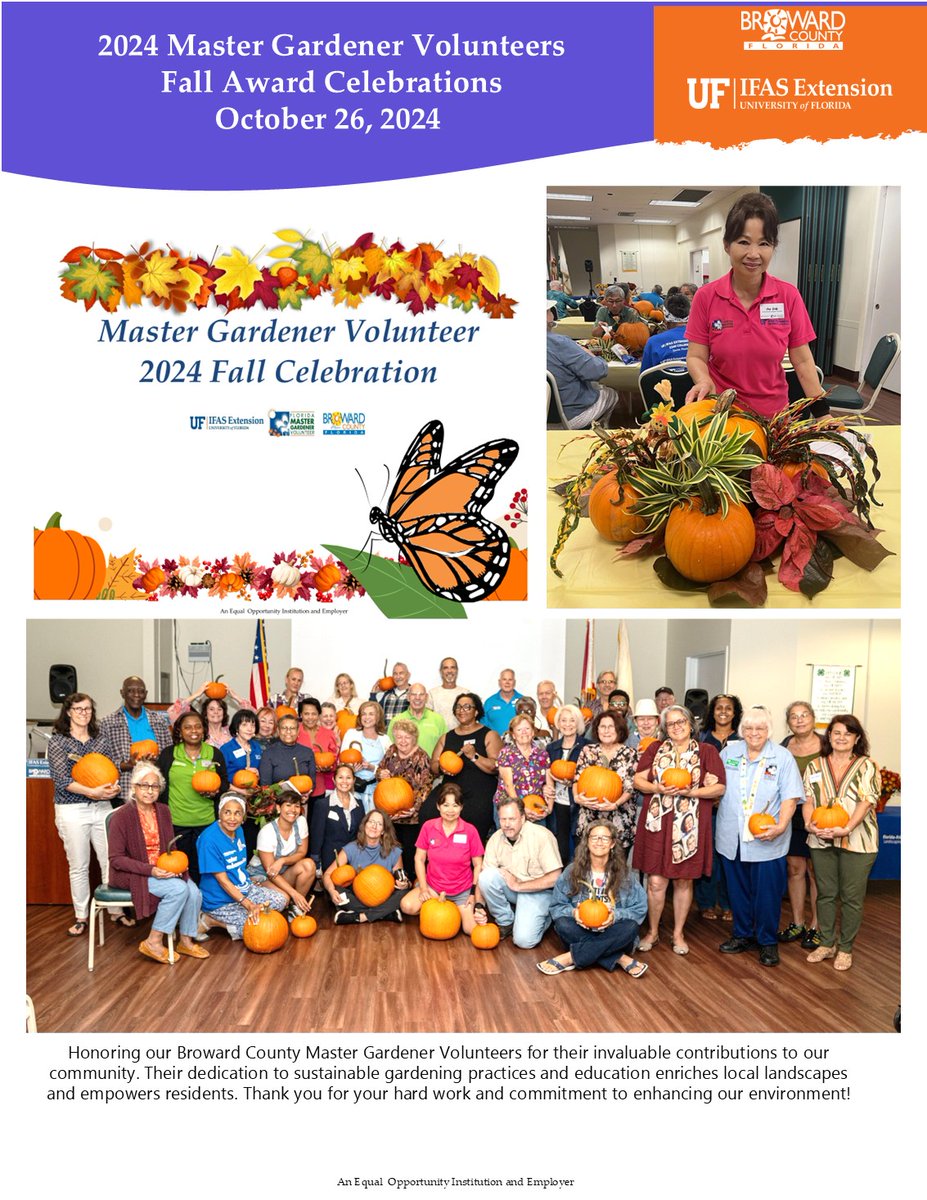 Honoring our Broward County Master Gardener Volunteers during our 2024 Fall Celebration! 🌿 Your incredible contributions make our community greener and more vibrant. Thank you for all that you do! 💚 #mastergardeners
#communityimpact