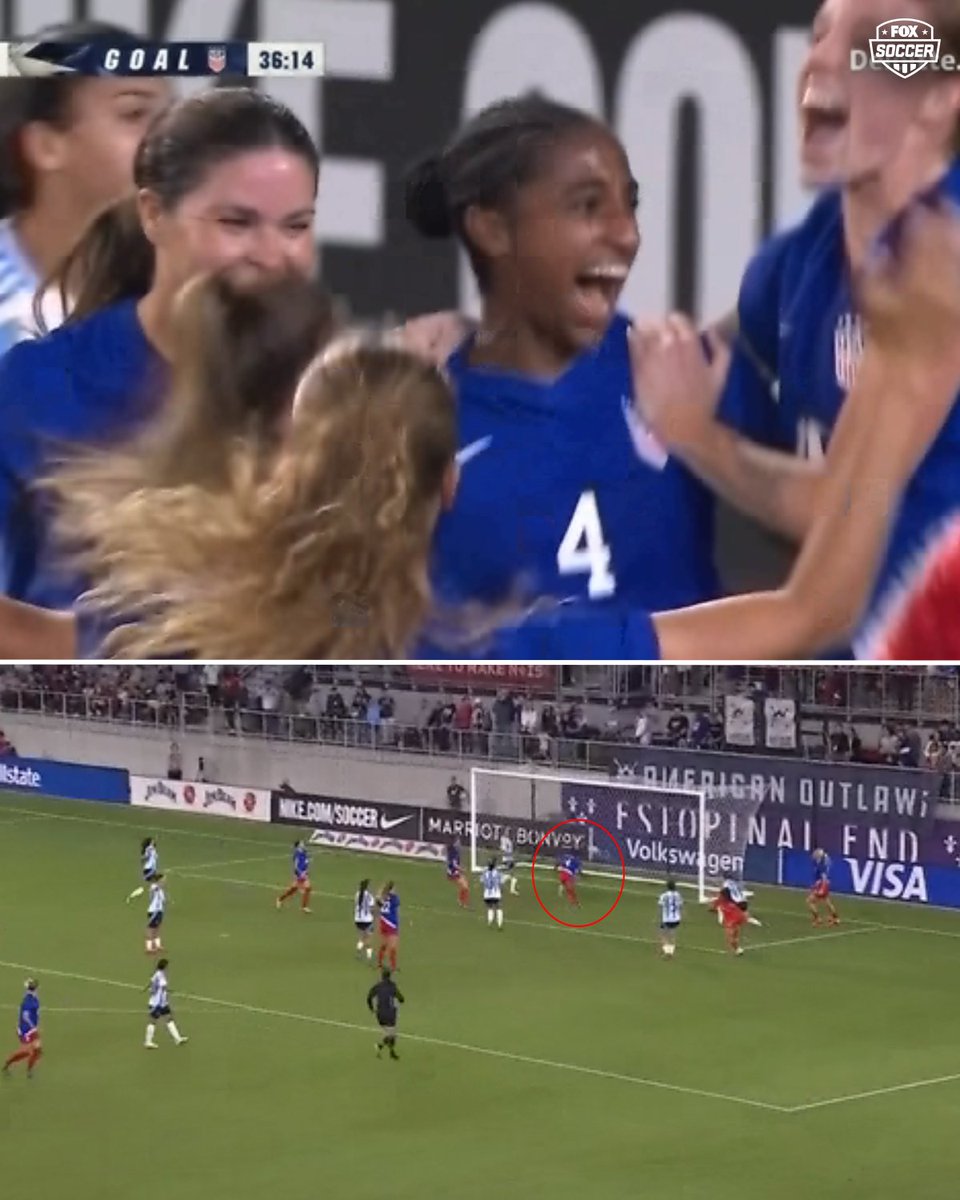 FOXSoccer's tweet photo. NAOMI GIRMA FIRST INTERNATIONAL GOAL FOR THE USWNT! 🇺🇸👏 https://t.co/bg8KeP1Swc