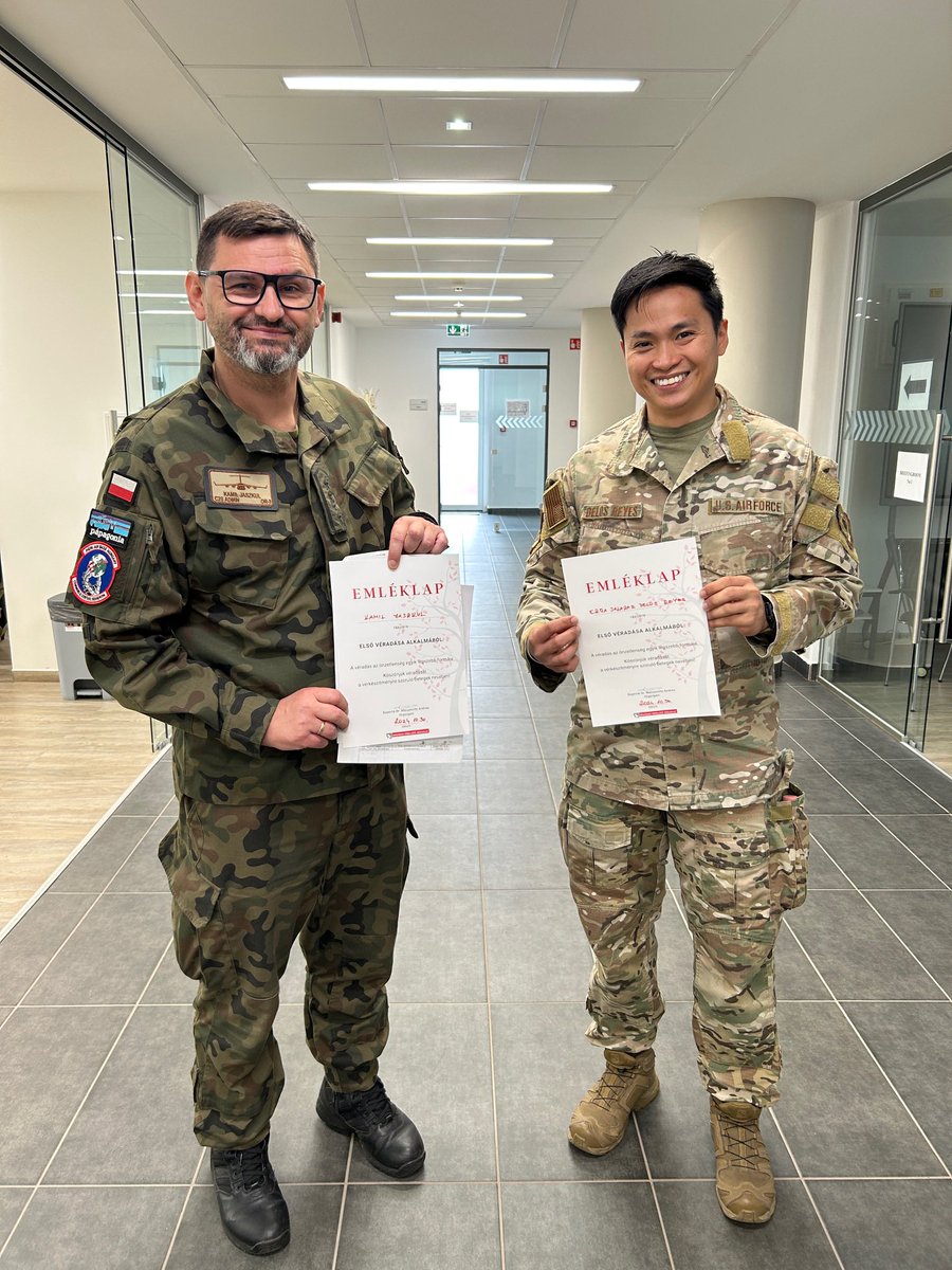 SAC_Program's tweet photo. Today, soldiers from the Heavy Airlift Wing and HDF 47th Air Base participated in a blood donation event in Pápa, Hungary, celebrating the historical friendship between Hungary and Poland - two of the 12 SAC nations. #CommunitySupport #HungaryPoland #Pápa #Hungary #airforce https://t.co/D30dpeJ50v