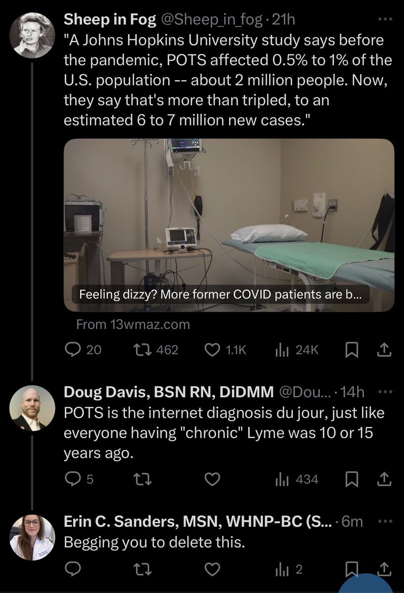 ErinSandersNP's tweet photo. Only after becoming chronically ill &amp; severely disabled myself, did I truly realize how extremely inept, incompetent, utterly unwilling to learn or unlearn concepts, &amp; just plain cruel the vast majority of my fellow healthcare professionals were to patients. Shame on you. https://t.co/wkzQDx2Yiv