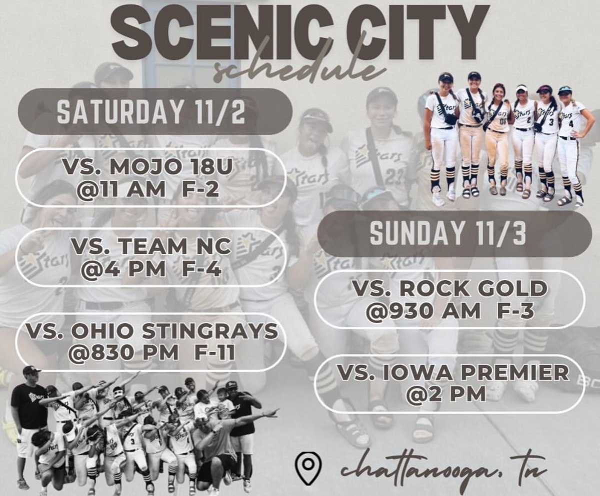 Colorado Stars Kapelke - 18u (@cstarskapelke) on Twitter photo After an amazing high school season, your Colorado Stars ladies are back at it. We are heading to Chattanooga, TN for the <a href="/ConnectSports_/">Connect Sports</a> Scenic City Fall Tournament! ✔️ us out if you are in the area. <a href="/SBRRetweets/">Softball Recruiting Reposts</a> <a href="/UncommittedUsa/">UncommittedPlayersUSA</a> <a href="/SBRRetweets/">Softball Recruiting Reposts</a> <a href="/ExtraInningSB/">EXTRA INNING SOFTBALL</a> <a href="/CoastRecruits/">Coast 2 Coast Recruits</a> After an amazing high school season, your Colorado Stars ladies are back at it. We are heading to Chattanooga, TN for the <a href="/ConnectSports_/">Connect Sports</a> Scenic City Fall Tournament! ✔️ us out if you are in the area. <a href="/SBRRetweets/">Softball Recruiting Reposts</a> <a href="/UncommittedUsa/">UncommittedPlayersUSA</a> <a href="/SBRRetweets/">Softball Recruiting Reposts</a> <a href="/ExtraInningSB/">EXTRA INNING SOFTBALL</a> <a href="/CoastRecruits/">Coast 2 Coast Recruits</a>