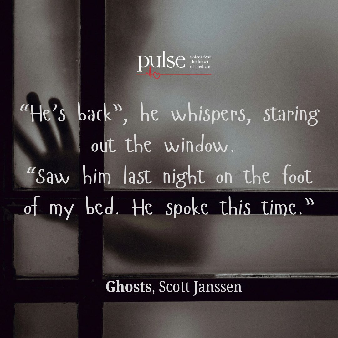 🎃 With #SpookySeason still upon us, we’re excited to share “Ghosts” by Scott Janssen—a haunting reflection on life in hospice, facing the ghosts of our past, and pondering the unexplainable.

pulsevoices.org/stories/ghosts/

Photo by Clem Onojeghuo on Unsplash. 

#hospice #haunting