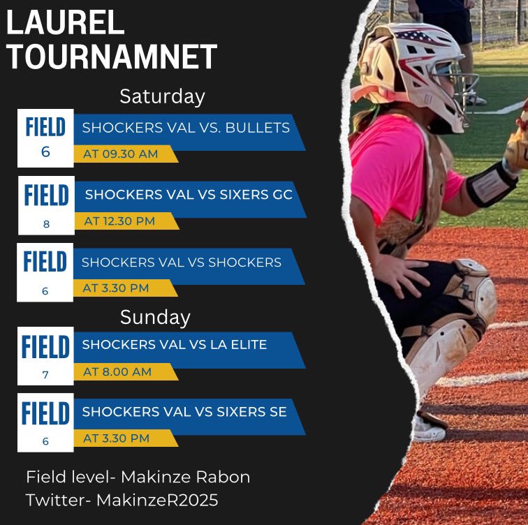 We will be playing a tournament this weekend in Laurel. I would love for everyone to come out and watch. <a href="/GCShockersFP/">Gulf Coast Shockers</a>