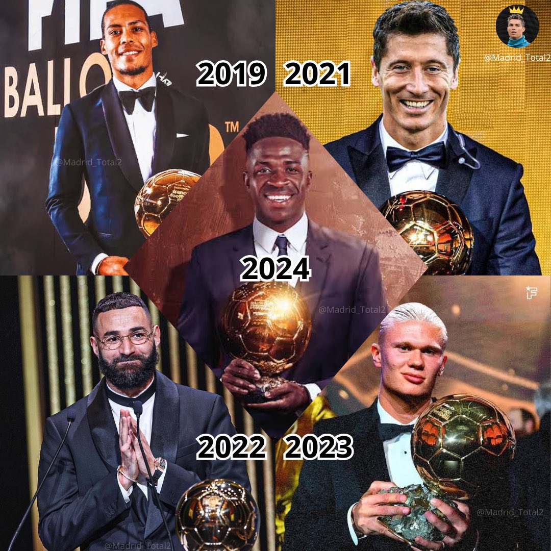 Los últimos 5 balones de oro en mis libros:

2019: Van Dijk
2021: Lewandowski
2022: Benzema
2023: Haaland
2024: Vinicius Jr.

No leo lloros.