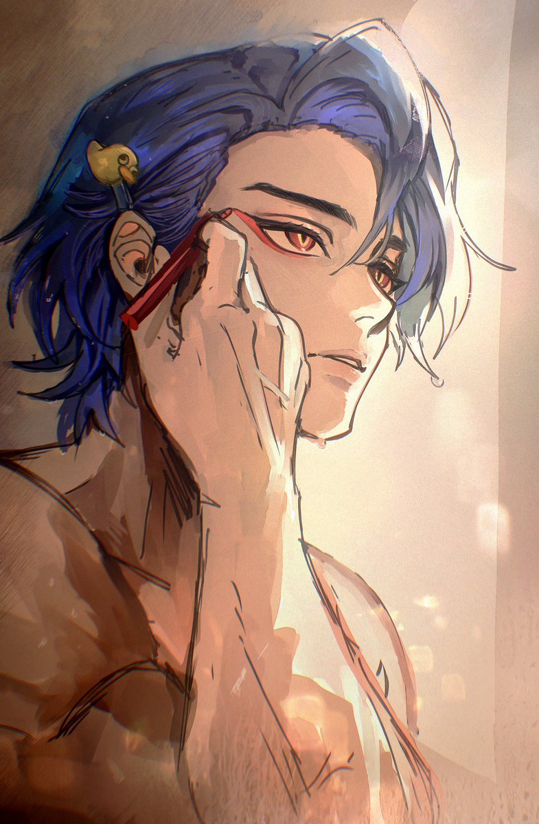 #DrRatio 風呂上がりにアイライナーで描いてるレイシオ🛁🗿