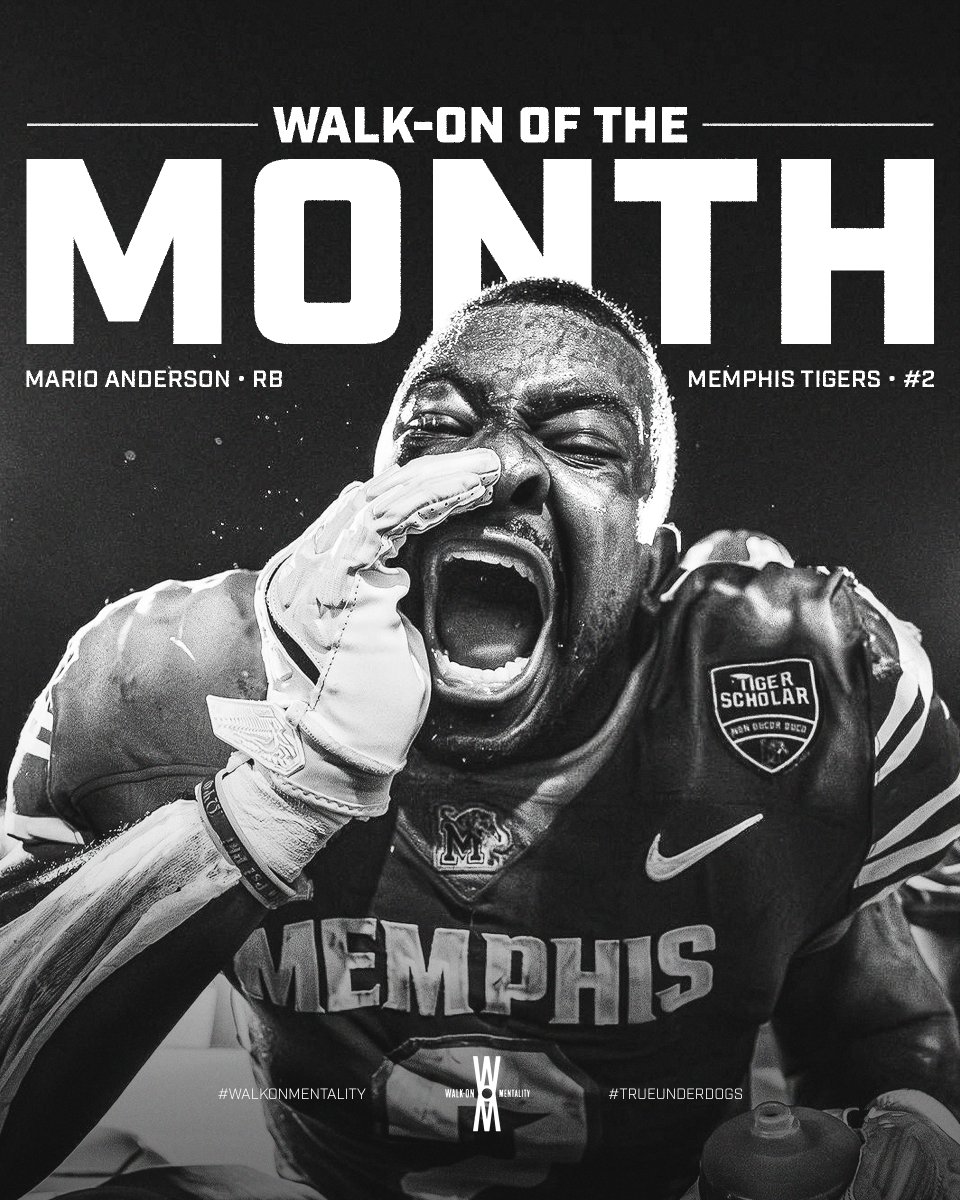 Walk0nmentality's tweet image. Our 𝙒𝙖𝙡𝙠-𝙊𝙣 𝙤𝙛 𝙩𝙝𝙚 𝙈𝙤𝙣𝙩𝙝: @mario_anderson2 🍄🌟

From Division II Walk-On to Memphis standout, Mario’s journey shows what relentless dedication looks like. His journey speaks to the true essence of the 𝙒𝙖𝙡𝙠-𝙊𝙣 𝙈𝙚𝙣𝙩𝙖𝙡𝙞𝙩𝙮 ✍️

#WalkOnMentality |…