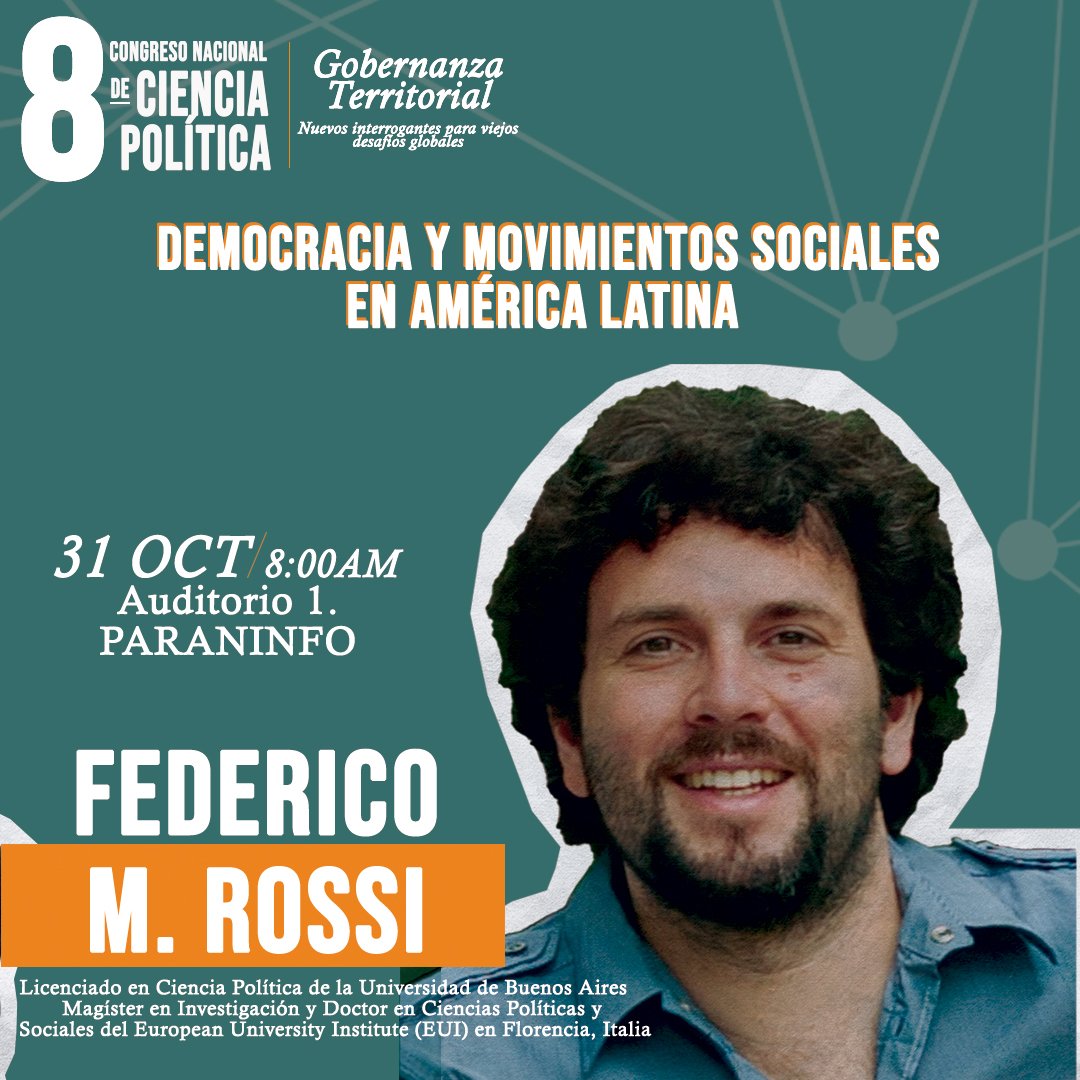 Mañana 31/10 tendré el honor de disertar en el Congreso Nacional de Ciencia Política de Colombia sobre democracia, movimientos sociales y construcción de confianza. <a href="/Accpol1/">ACCPOL</a> #movimientosssociales #Democracia