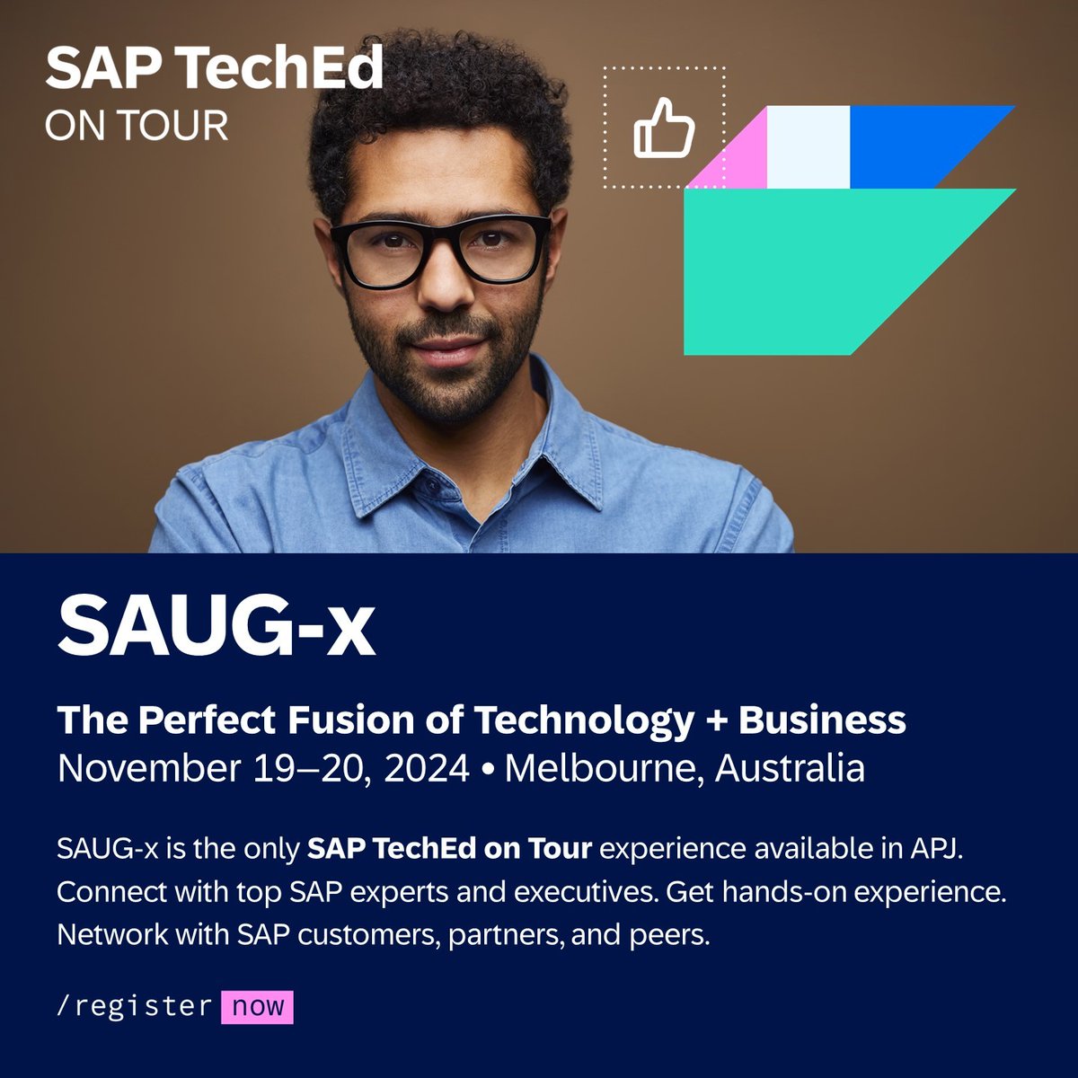 Join SAP TechEd on Tour in Melbourne, November 19–20, 2024! 

Register for hands-on sessions and insights on the latest SAP innovations from an international lineup of speakers. Don’t miss this chance for thought leadership and networking! 

Register: imsap.co/6012SuJ5r