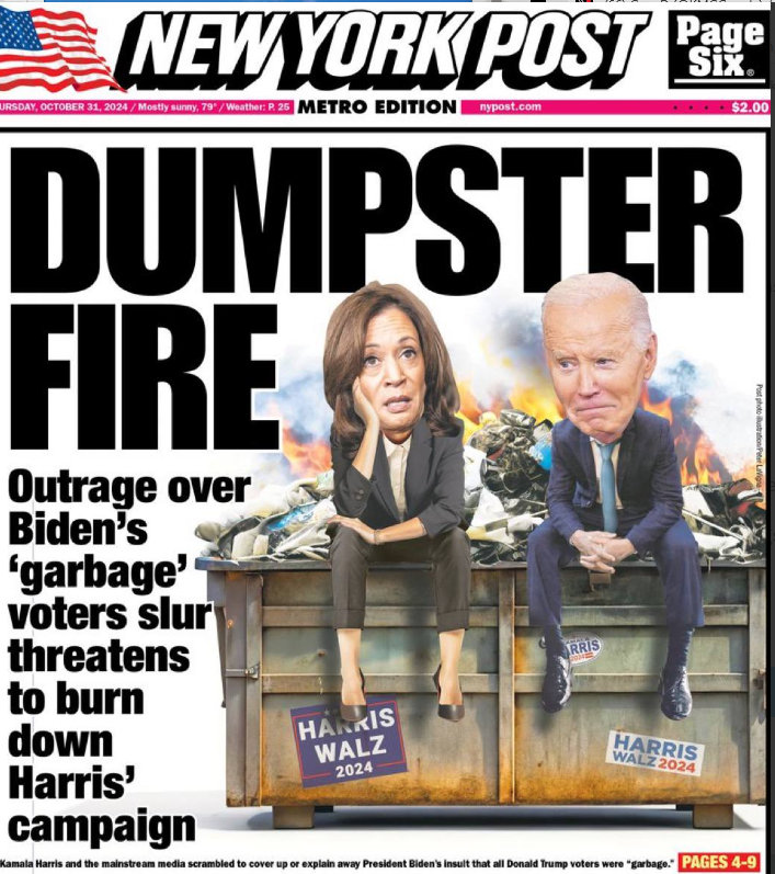 KMGGaryde's tweet image. Kamala’s campaign is going down in flames thanks to her boss’s GARABGE slur with one week to go! 🔥
#GarbageGate