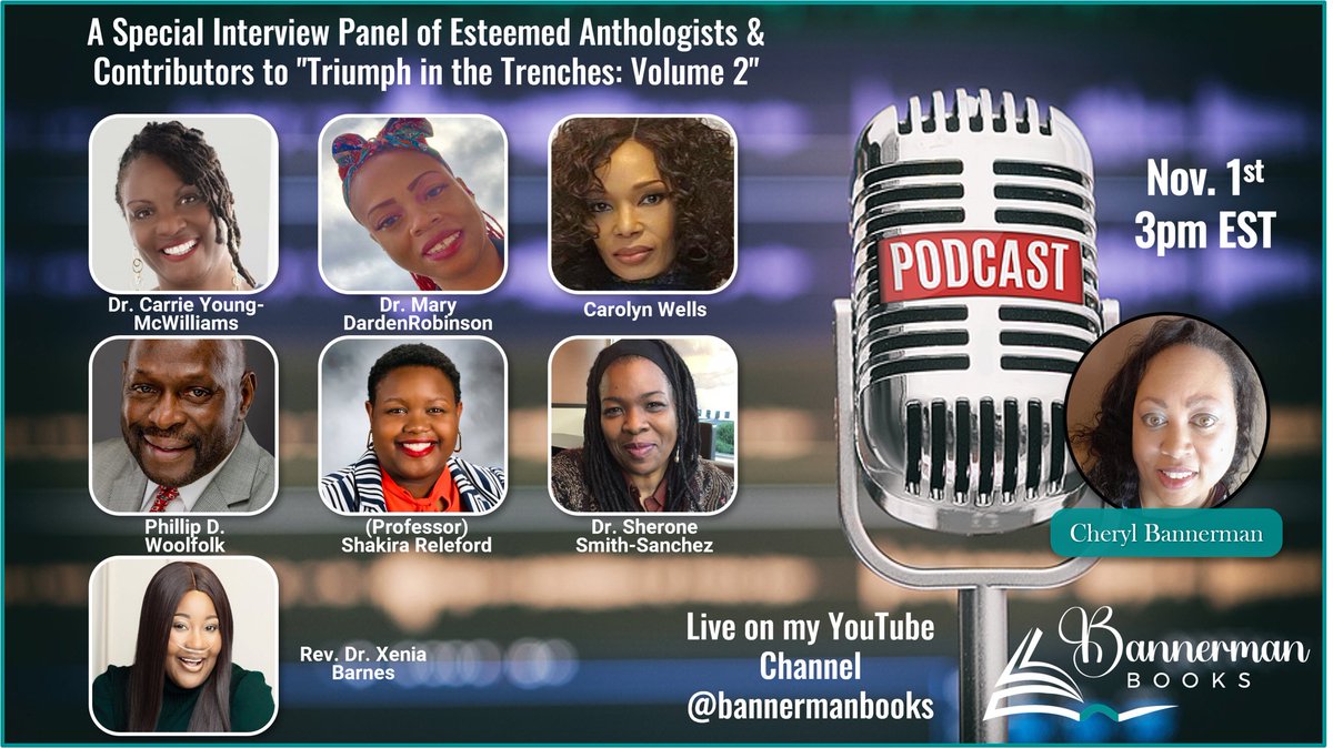 Coach Barnes (@coachbarnesgmt) on Twitter photo What an exclusive on Triumph in the Trenches Volume 2? Well we have you covered. Join a few of the esteemed anthropologists for a panel conversation this Friday live on YouTube Channel:
@bannermanbooks <a href="/CherylBannerman/">Cheryl B</a> <a href="/elonawashington/">The Author's Journey</a> <a href="/blackauthors/">BlackAuthor Showcase</a> <a href="/NYCDisabilities/">NYC MOPD</a> <a href="/mayawiley/">Maya Wiley</a> What an exclusive on Triumph in the Trenches Volume 2? Well we have you covered. Join a few of the esteemed anthropologists for a panel conversation this Friday live on YouTube Channel:
@bannermanbooks <a href="/CherylBannerman/">Cheryl B</a> <a href="/elonawashington/">The Author's Journey</a> <a href="/blackauthors/">BlackAuthor Showcase</a> <a href="/NYCDisabilities/">NYC MOPD</a> <a href="/mayawiley/">Maya Wiley</a>