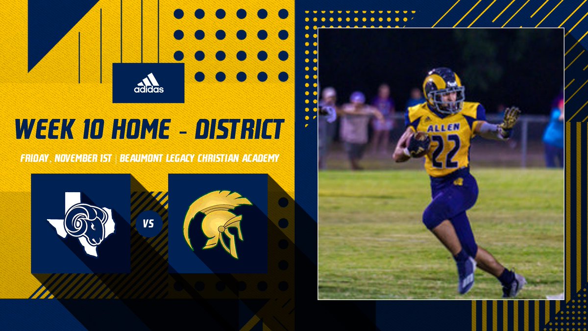 AllenAcademyFB's tweet image. Week 10 back at Baker Field! The Rams will host Beaumont Legacy Christian Academy in a district matchup for Lower School Night.

#RamTougj #WinTheDay
#Chapter24 #ShowUpShowOut