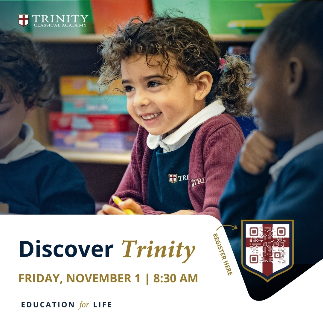 TrinityCCA's tweet image. Interested in learning more about the difference a Trinity education can make? Join us at Discover Trinity where you’ll see our campus, community, and culture in action. 
Register at ⤵️
trinityclassicalacademy.com/admissions/vis…
.
.
.
#TrinityClassicalAcademy #EducationForLife #DifferentByDesign
