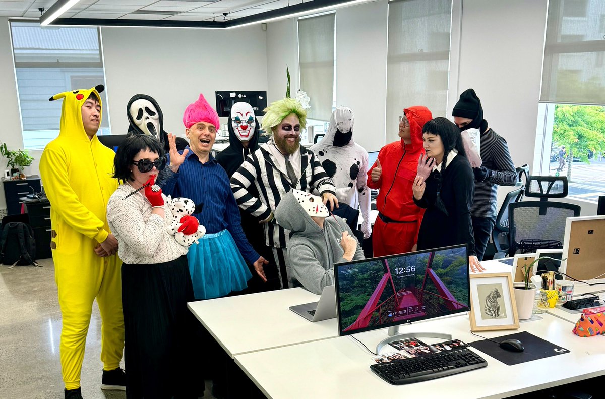 Just your everyday office crew…
 From 🧟 Beetlejuice to multiple villains to a very lost Pikachu, we’ve got the whole squad here to haunt deadlines and spook up some creativity! 👻 💼 
Productivity: questionable. 
Team spirit: off the charts! 
Happy Halloween everyone! 🎃 🕸️