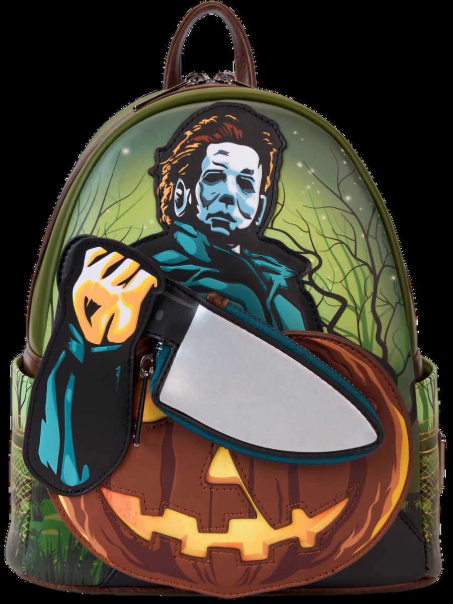 TheGhostHost's tweet image. BONUS GIVEAWAY PRIZE: Loungefly Halloween Michael Myers Pumpkin Glow Mini Backpack With Coin Bag! 🎃🔪🎒