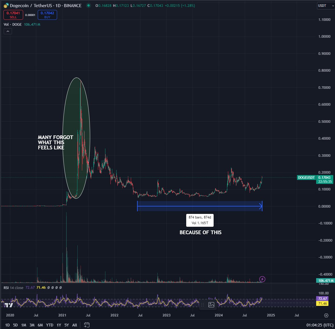 Bluntz_Capital's tweet photo. many will succumb to selling $doge too early, despite getting in at these low levels.

this is a consequence of 874 days of accumulation, recondition your brain, bullieve in something. https://t.co/Ucif3Ctdfu
