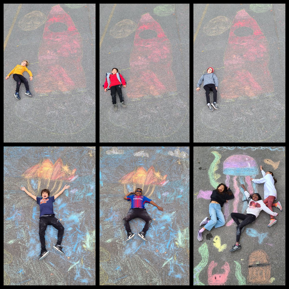 Mme_Matteo's tweet photo. We had a great time last week studying Chalk Art and taking our learning outside. Their creativity and teamwork is inspirational. Bravo les amis! https://t.co/gPl7QQoein