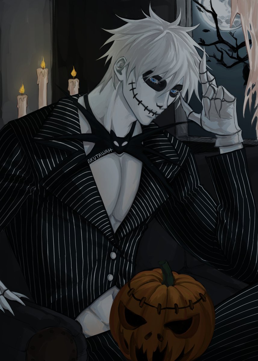 #GojoSatoru in his #jackskellington costume for #Halloween,I finally have a reason to draw him like that #jjk #JujutsuKaisen