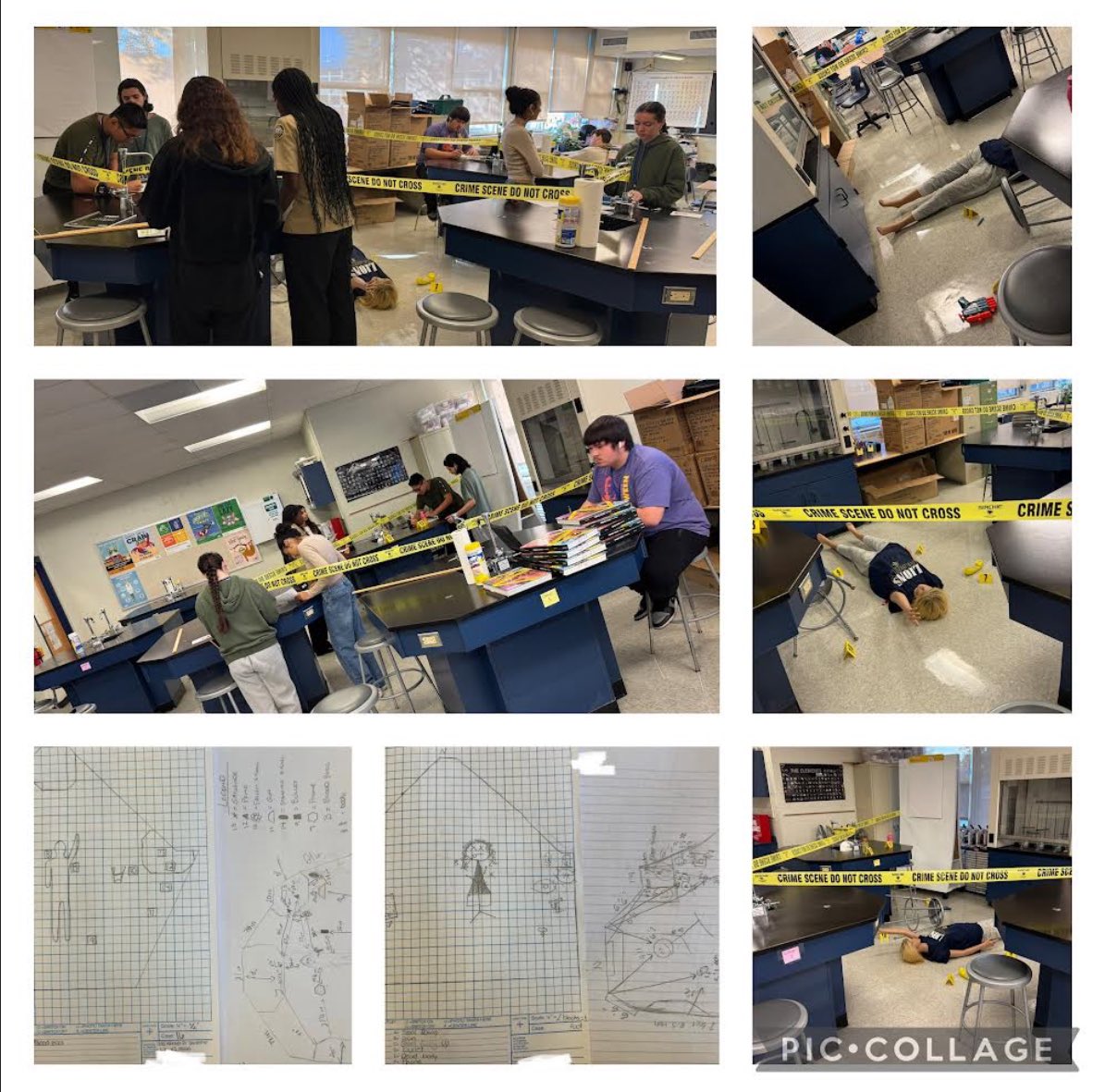 GloucesterGHS's tweet image. Forensics classes were busy learning about crime scenes. They used search patterns to find evidence in the courtyard, created rough and final sketches of a crime scene, and practiced eye witness facial sketches. #LionsLearning