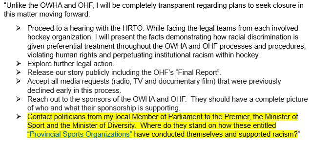 Peter_S98's tweet photo. @NeilLumsdenMPP
Despite repeated inquiries over several months, I've received no response from you. My daughter was the target of a racial slur during a minor hockey game.
@OWHAhockey has repeatedly chosen to support and defend the parties involved, despite their actions being linked to racially discriminatory behaviour.
@OHFHockey has chosen silence to defend the parties involved, despite their actions being linked to racially discriminatory behaviour. Do you endorse the actions of these "Provincial Sports Organizations"? Will you support us in demonstrating true 'Zero Tolerance for Racism' through decisive action? #HockeyTwitter #endracism