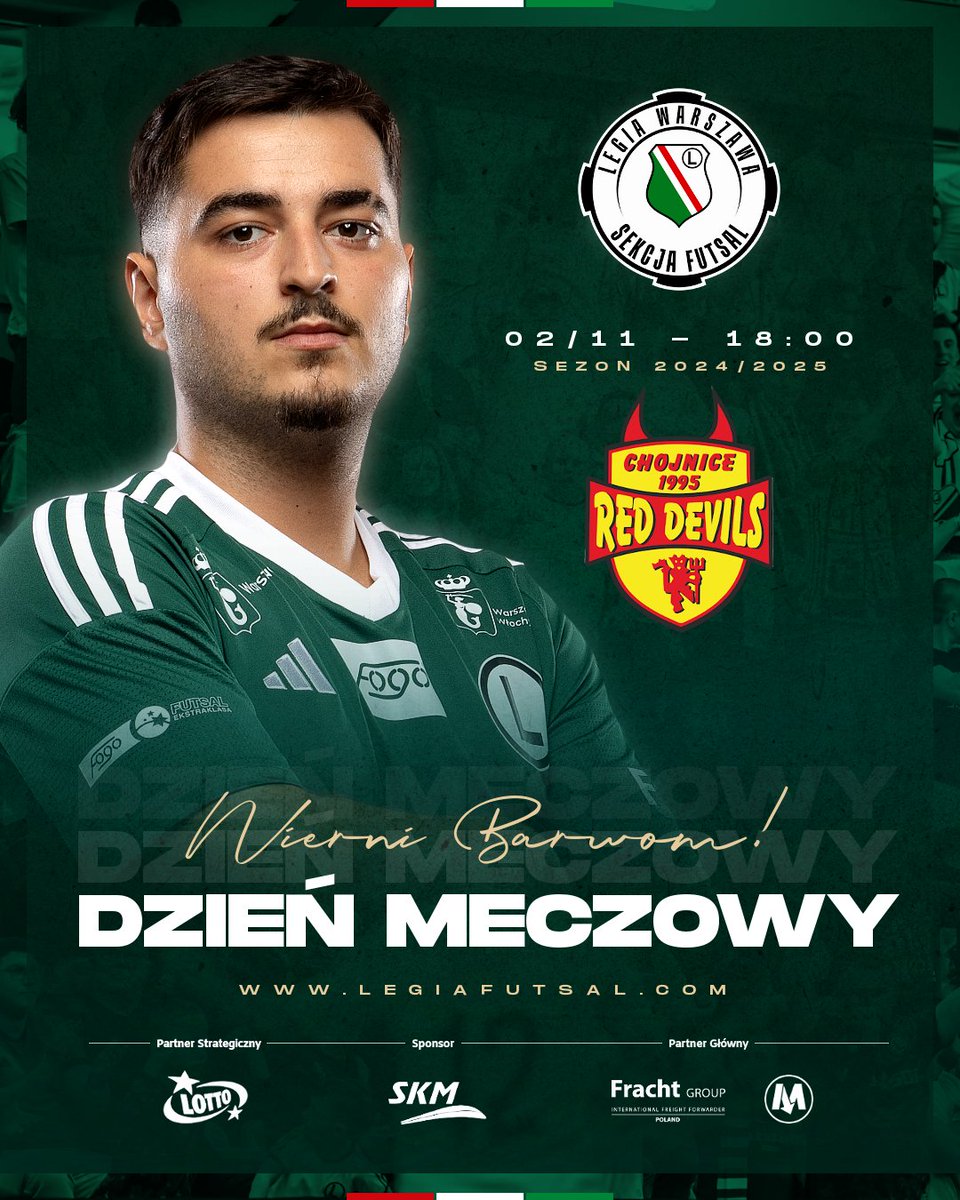 legiafutsal's tweet photo. 🫡 #DzieńMeczowy
🏆 @FutsalEkstra
📑 9. kolejka
🆚 #RedDevilsChojnice
🏟️ OSiR Włochy
🕣 18:00
🖥 https://t.co/xRhnuvHJRB https://t.co/Mfl47f9nsF