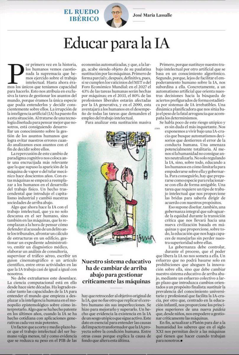 virginiog's tweet photo. Se necesitan nuevas habilidades para poder gestionar el impacto de la IA

Y la educación debe modificar sus bases para poder hacer frente a esta revolución https://t.co/338lvZmeyR
