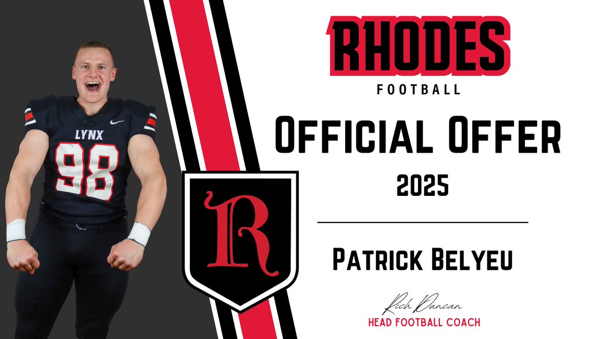 patrick_belyeu's tweet image. After a great phone call with @coachrichduncan I am blessed to receive an offer from @RhodesFootball !!

@CoachJoeRocconi @NickMarchy @CHSDragonFB
