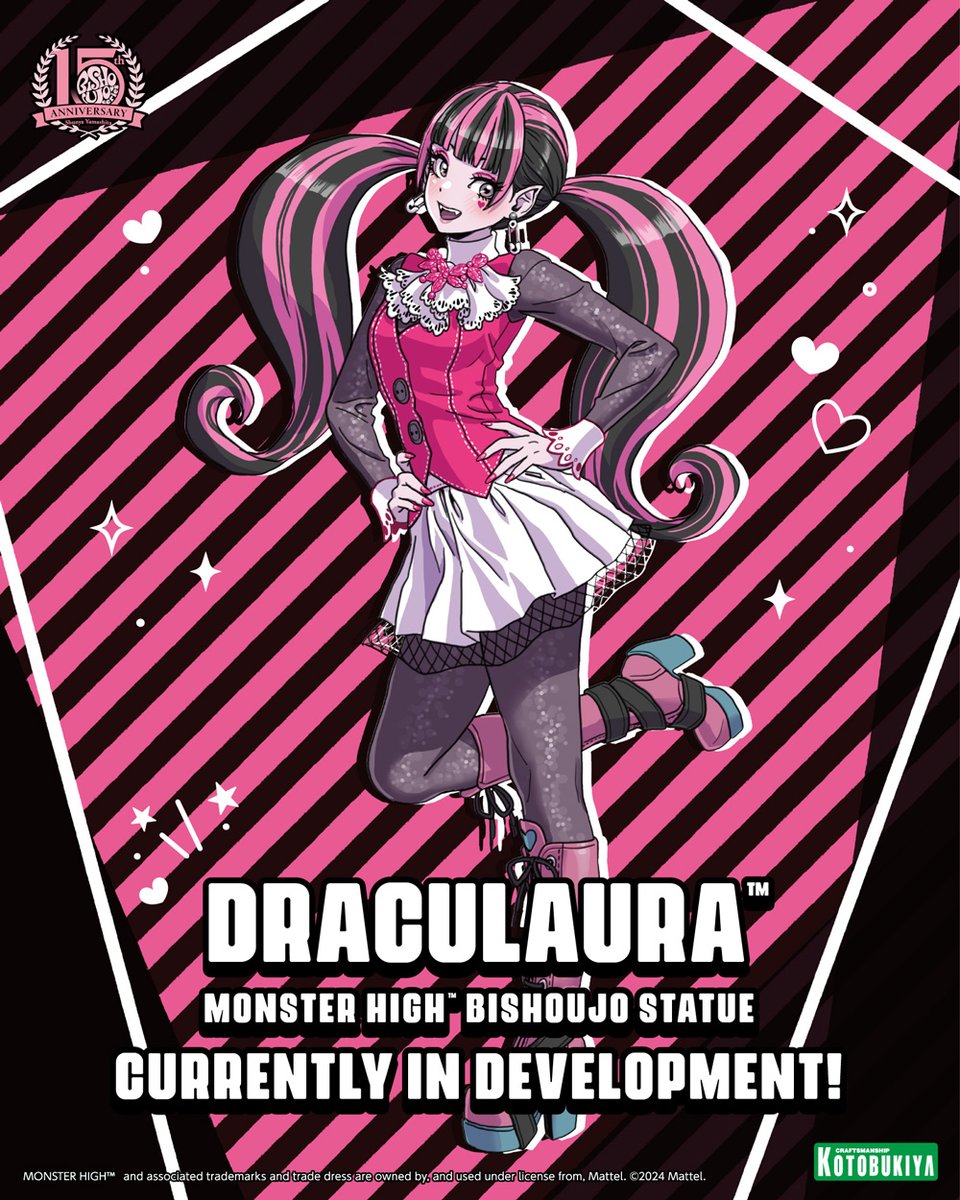 Kotobukiya_EN's tweet photo. ♡ ILLUSTRATION REVEAL ♥

Get ready for Monster High™ BISHOUJO illustrated by
#ShunyaYamashita! ✨️

The statue of Draculaura™ from Monster High, the super popular franchise from MATTEL, is coming soon!

Look forward to more updates!

#MonsterHigh #BISHOUJO #BISHOUJO15th https://t.co/5anmSyYXB9