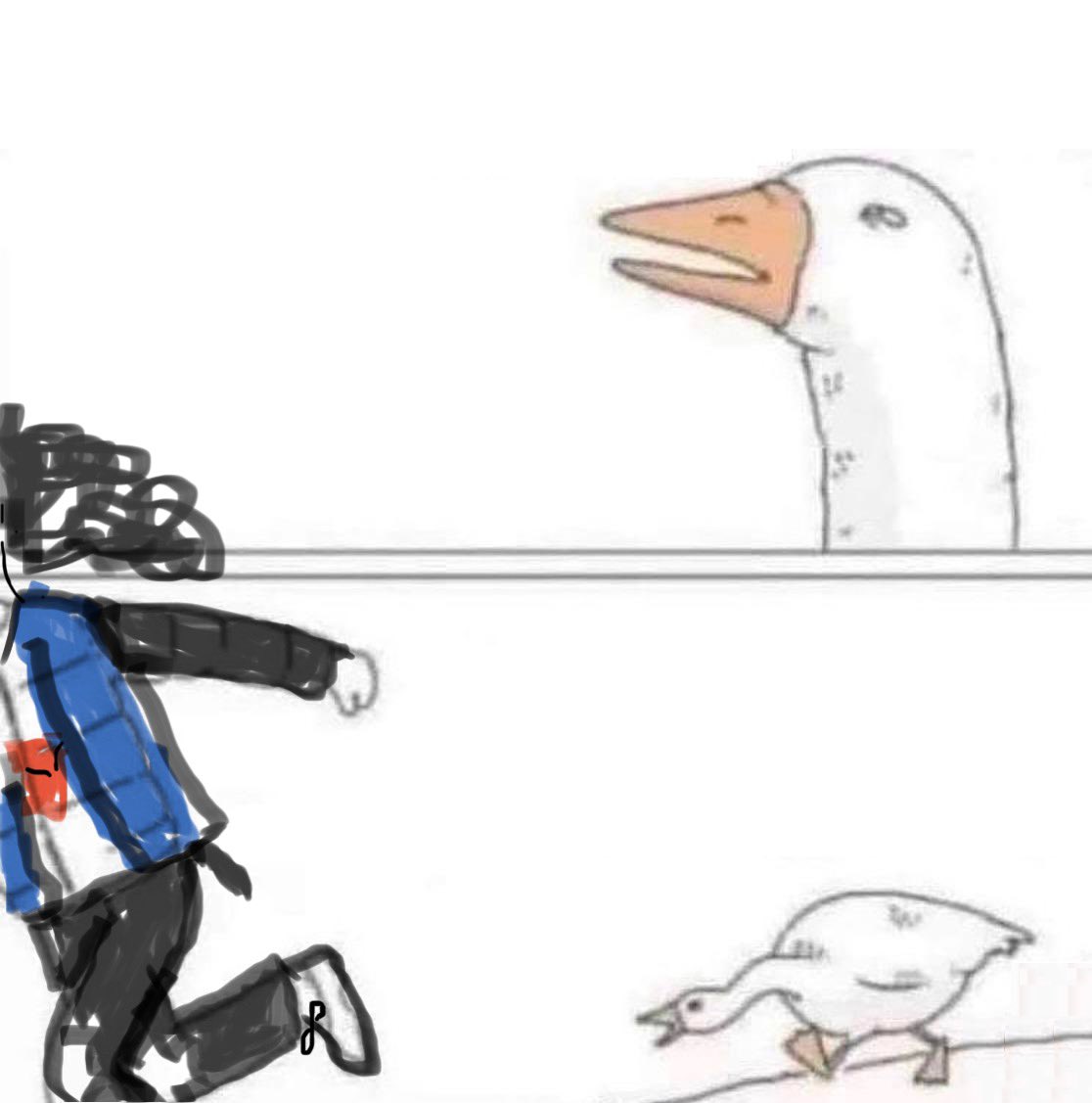 entitttty's tweet photo. that damn goose wont leave that munson boy alone!!!! https://t.co/b3ck0zs5Lo