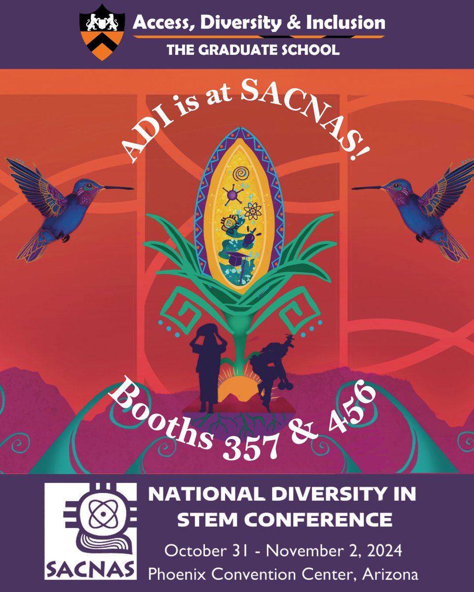 📢 We're headed to #2024NDiSTEM in Phoenix, AZ! ✈️

Are you exploring grad school? Make sure to stop by our SACNAS booths! Connect with <a href="/PrincetonGrad/">Princeton University Graduate School</a>'s ADI team at the Academic and Career Expo to learn about our graduate school opportunities.  We can't wait to meet you! 🐯🖤🧡