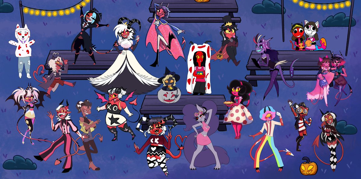 it's already October 31st somewhere which means...

HAPPY HELLUVA BOSS ANNIVERSARY!! 🎉
four years ago, the first episode of HB was released!

83 ARTISTS + myself celebrated through this MASSIVE collab, and i couldn't be more honored &amp; grateful! 🥳

full pic + credits below! :3