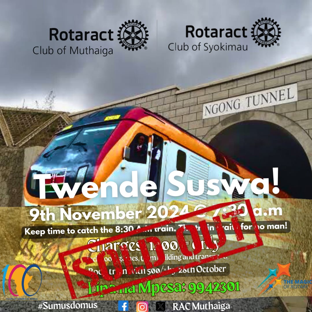 Update!!!
Thank you to everyone that was interested in joining us but our tickets are sold out!!🥳✨️

See you on the 9th of November for a fun filled adventure✨️
#sumus_domus #Be_Iconic #TheMagicofRotary #Funweekends #Suswa #ServiceAboveSelf