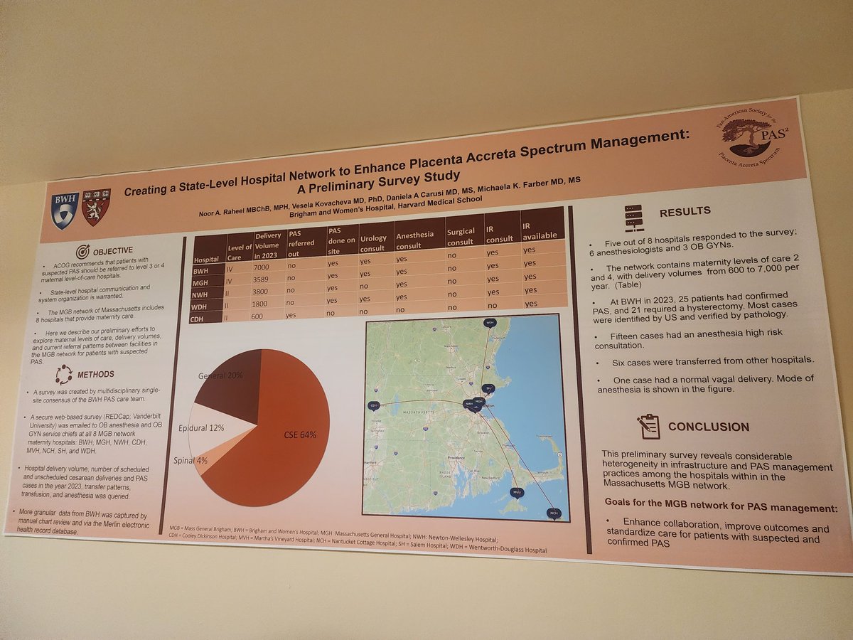 Noor Raheel (@drnraheel) on Twitter photo Had the opportunity to present "Creating a State-Level Hospital Network to Enhance Placenta Accreta Spectrum Management" at PAS2 meeting 2024.
Special thanks for the valuable contribution of <a href="/VeselaKovachev2/">Vesela Kovacheva</a>
And ongoing support and expertise of <a href="/FarberMichaela/">Michaela Farber</a>
@BrighamOBAnes Had the opportunity to present "Creating a State-Level Hospital Network to Enhance Placenta Accreta Spectrum Management" at PAS2 meeting 2024.
Special thanks for the valuable contribution of <a href="/VeselaKovachev2/">Vesela Kovacheva</a>
And ongoing support and expertise of <a href="/FarberMichaela/">Michaela Farber</a>
@BrighamOBAnes