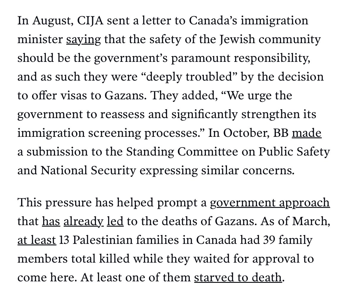 there’s a lot in this piece — like attempts to make all protests against Israeli atrocities illegal —

but this in particular stood out, a clear attempt by the Israel lobby to make *being Palestinian in Canada* illegal