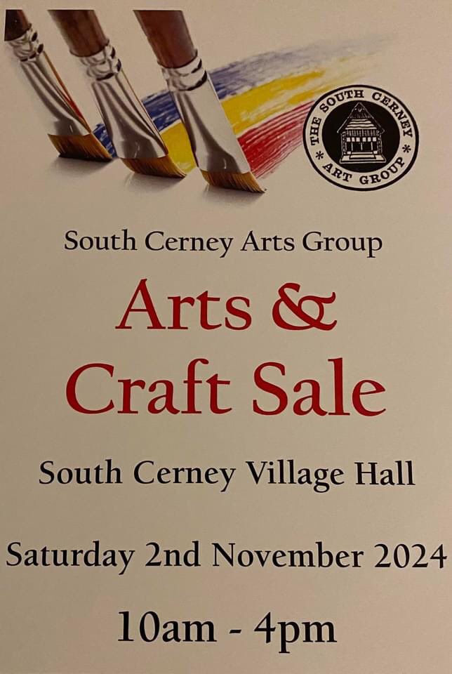 SouthCerneyHall's tweet photo. This weekend Sat 2nd Nov 10am-4pm 10th anniversary Annual Art &amp; Craft sale in the Village Hall. Lovely things to browse or buy. Home made cake &amp; cuppa £3 (cash). Cash preferred some tables have card readers https://t.co/14vc1ZC3mW