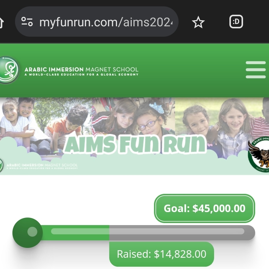 It's not too late to donate. 
myfunrun.com/aims2024

2024 AIMS Fun Run!!!!

A fun run is a school-wide event to raise money for new technology for our campus and for field trips.

On Fun Run day, students run with their houses for 2 minutes around the track at our SPARK Park.