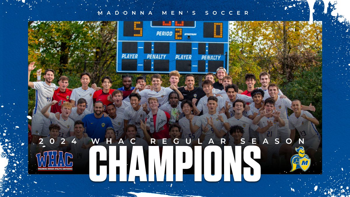 For the second time in the last three seasons and fourth time in the last eight, Madonna University Men's Soccer has clinched the WHAC regular season title!