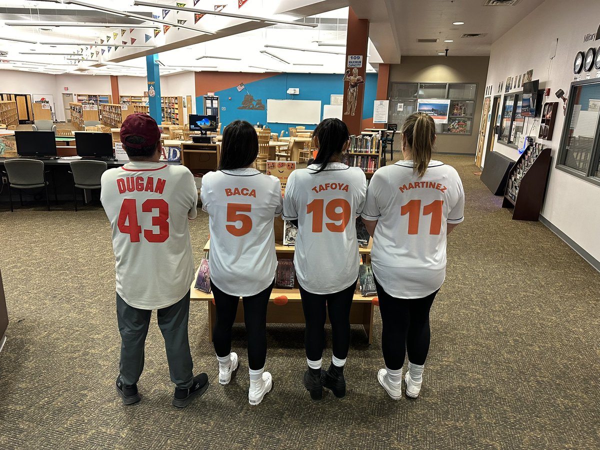 Quijas_PHHS's tweet photo. #RedRibbonWeek continues and today’s theme was Jersey Day. Plenty of participants today. However, your #PHHS Library Crew had to be in “A League of Their Own.” https://t.co/dMmxQFS6Pr