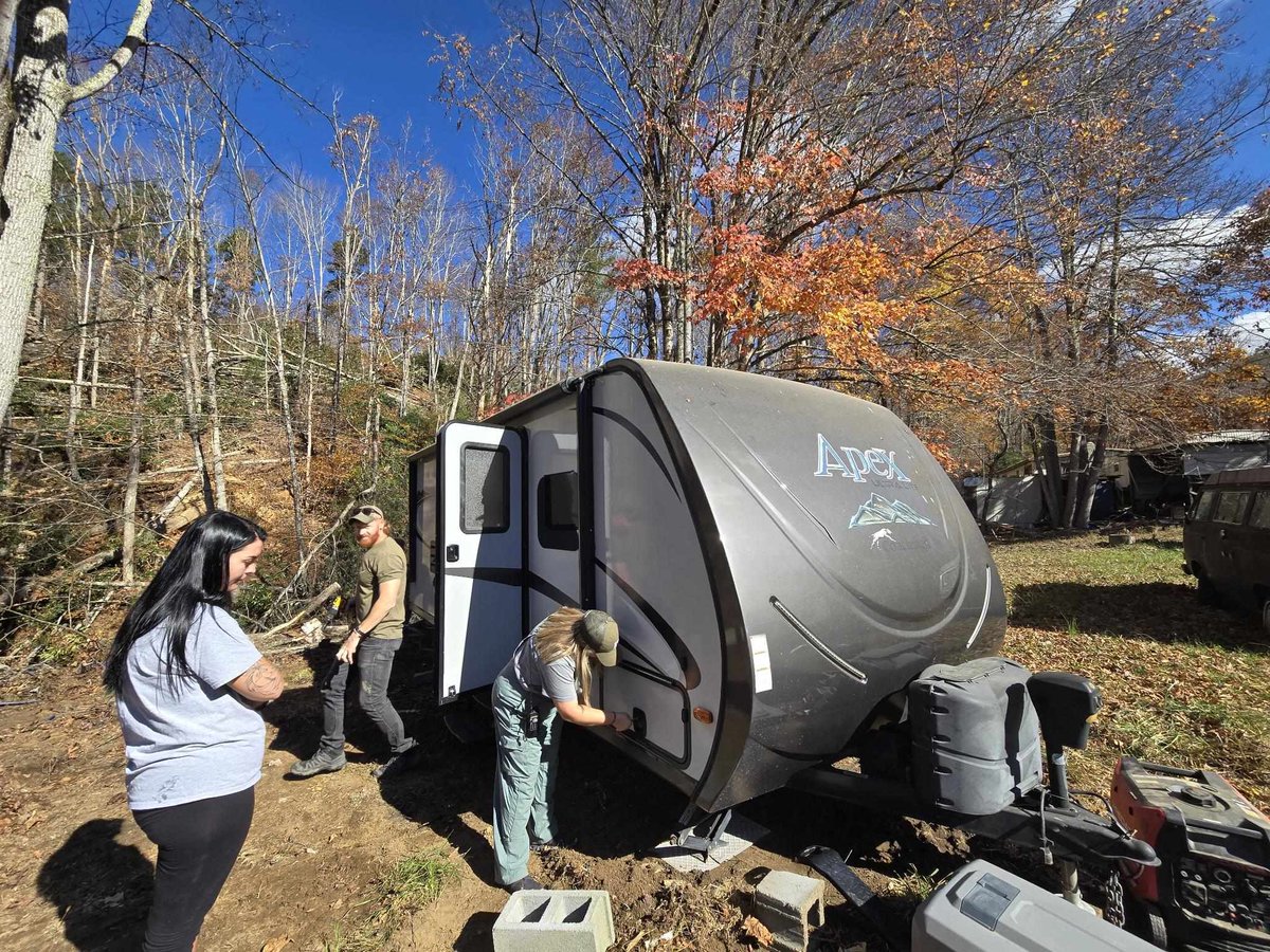 Christ_Rangers's tweet photo. With the help of Operation Outreach America, the Christian Rangers were able to give a donated Camper trailer to a person in need. A spot was cleared and we helped place the Camper. https://t.co/Nei1REogcc