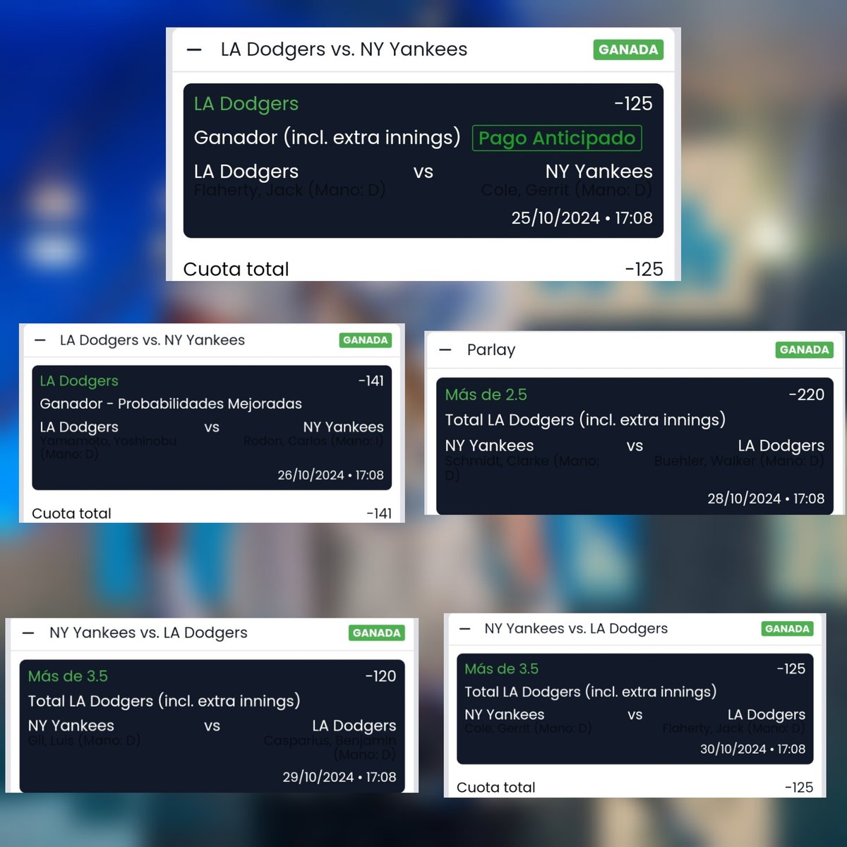 SImplemente BRUTAL lo que estamos haciendo.

ESTOY TENIENDO UNA SERIE MUNDIAL PERFECTA 🔥 !!

#WorldSeries
Juego 1 ✅️
Juego 2 ✅️
Juego 3 ✅️
Juego 4 ✅️
Juego 5 ✅️

Todas compartidas GRATIS con ustedes.

¿Alguien duda de lo mucho que los quiero mi raza? 🫶