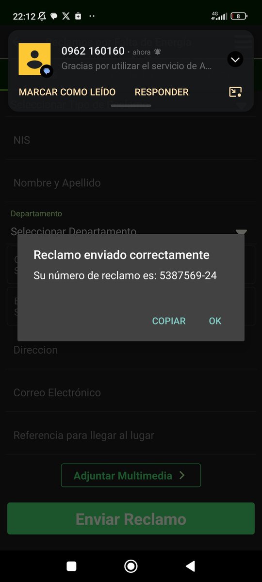 DiegoLC05's tweet photo. @ANDEOficial Buenas noches 
Estamos sin energía eléctrica desde las 21:30 hs en B° San Miguel Santiago Misiones 
Calle 25 de noviembre 
A media cuadra de la plaza San Miguel https://t.co/fufsrz8DOF