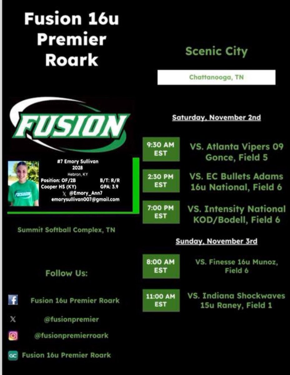 Excited to play down in Chattanooga this weekend!!!
@fusionpremier 
<a href="/skylar_paige01/">Skylar Shaffer</a> 
<a href="/RoarkB01/">Bobby Roark</a> 
<a href="/jgregdavis/">Greg Davis</a>