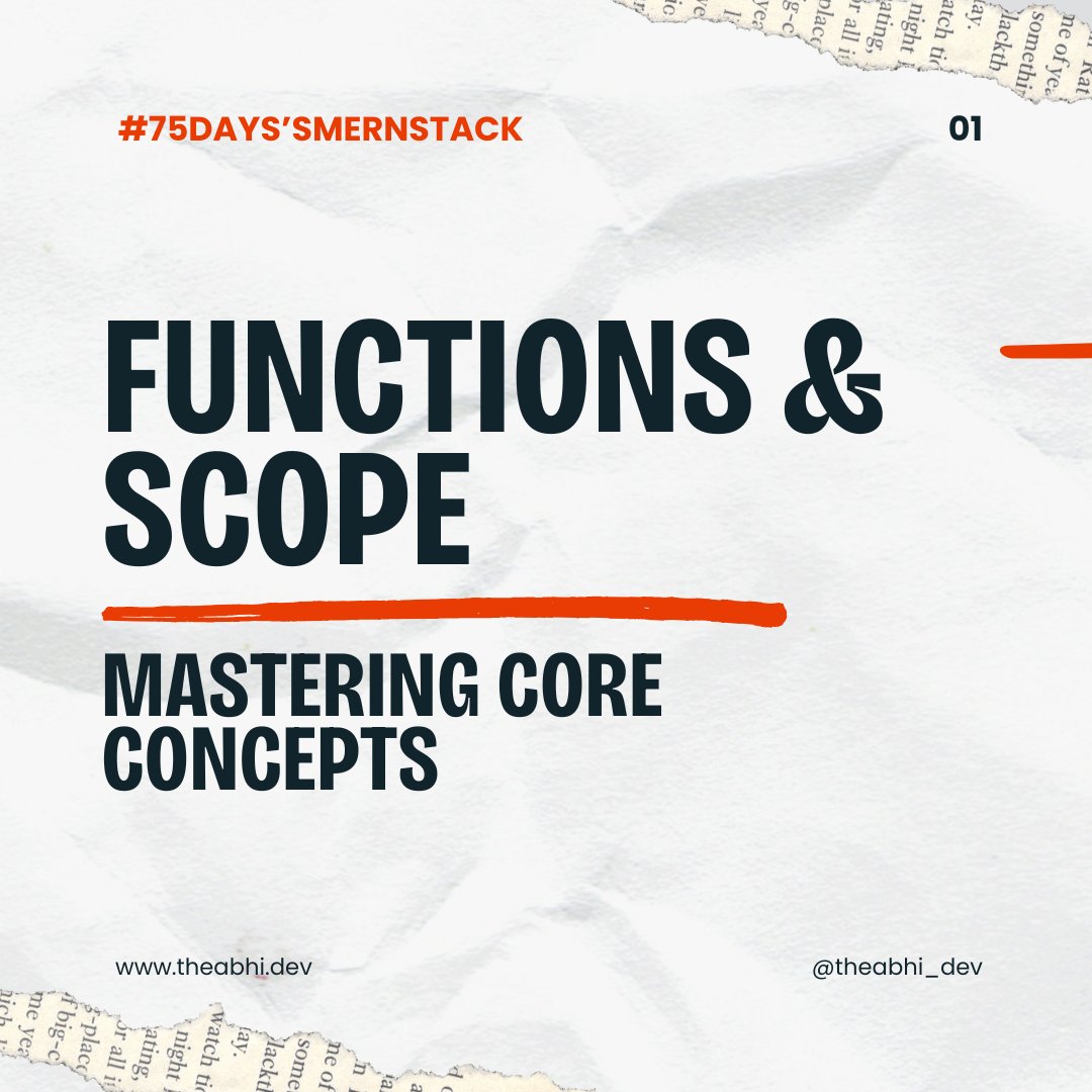 theabhi_dev's tweet image. JavaScript functions are the foundation of web interactivity. Discover how function declarations, arrow functions, and closures work together to enable powerful functionality. #JavaScriptFunctions #Scope #Closures #WebDevelopment #75DaysMERNChallenge #MERN