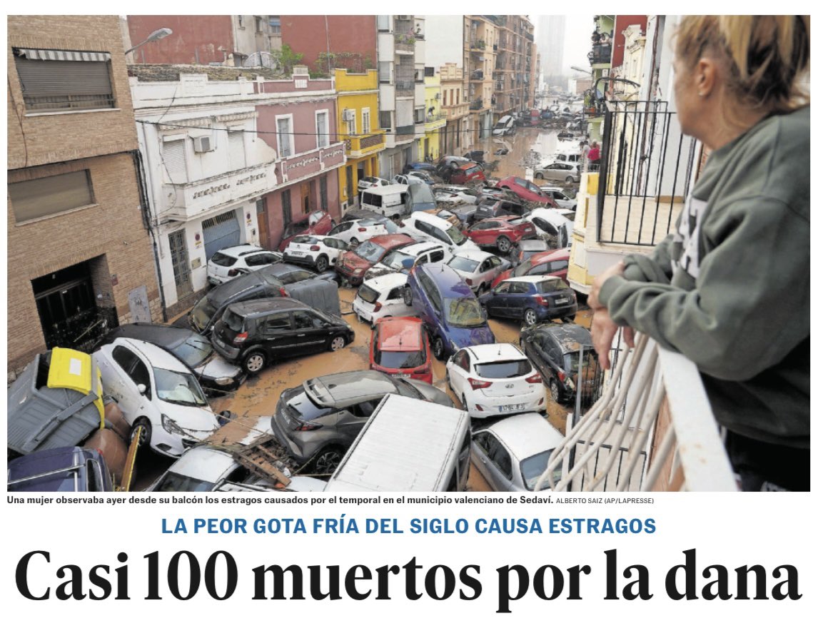 En mi nombre y en el de toda la selección Española, os trasladamos nuestro cariño y apoyo a los afectados y familiares por la devastadora dana. Levantarte con estas fotos en prensa te encoge el corazón 🥹🙏🏽