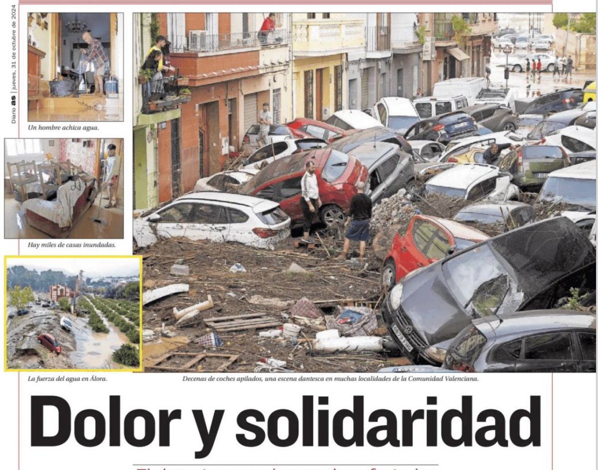 martita_ortega's tweet photo. En mi nombre y en el de toda la selección Española, os trasladamos nuestro cariño y apoyo a los afectados y familiares por la devastadora dana. Levantarte con estas fotos en prensa te encoge el corazón 🥹🙏🏽 https://t.co/8eBMsTiIfS