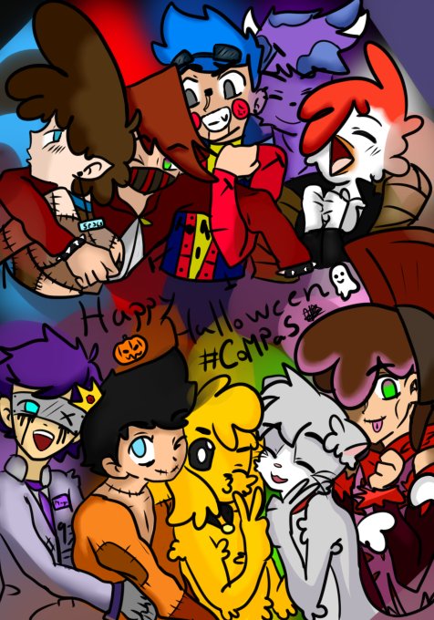 Otakudegantega1's tweet photo. ¡Feliz Halloween!! #CoMPaSTober2024 🎉
A todos los presentes de este Post 🪄😉
Día 31: ¡Halloween!/losCompas 🪄🧹💛🧡💙🤍❤️🩵🩷💜🩶💚
#CoMPaSTober2024 #CoMPaSToBeR #Ilustracion #Mikecrack #Trollino #Timbavk #Riusplay #RaptorGamer #Sparta365 #Invictor #Mayo97 #Acenix #Mondongo https://t.co/ib4iKRxp03