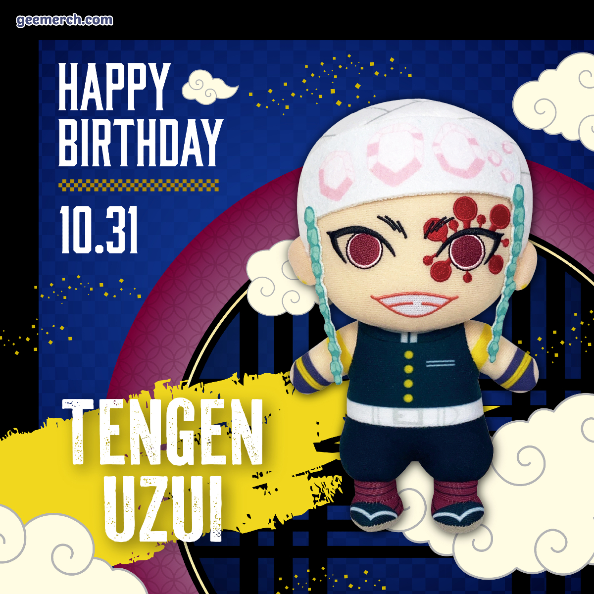 geanimation's tweet photo. Happy Birthday to the one and only Sound Hashira, Tengen Uzui! 🎉✨
#TengenUzui #SoundHashira #音柱 #DemonSlayer #FlamboyantBirthday #animegurumi #anime #manga #geemerch https://t.co/kMPOh8N9YQ