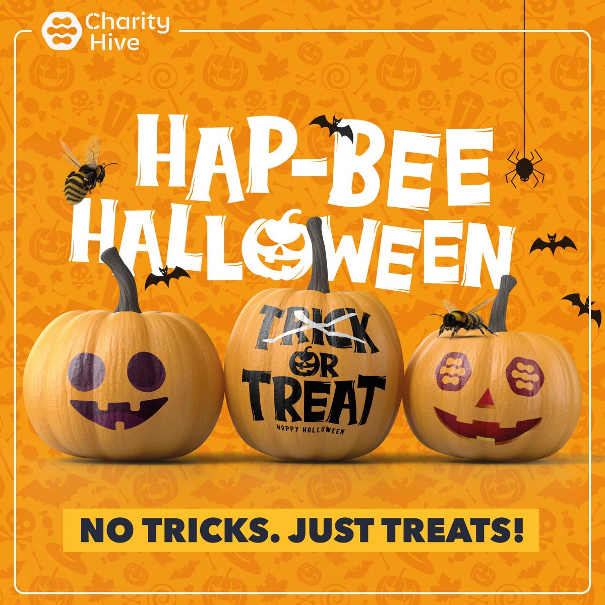 NO TRICKS. JUST TREATS (all year round!) Whether you're a charity, Community Interest Companies (CIC), Community Amateur Sports club's (CASC) or school PTA/PFA - take a look at our website for more details charityhive.co.uk #digitalfundraising #charityhive #happyhalloween